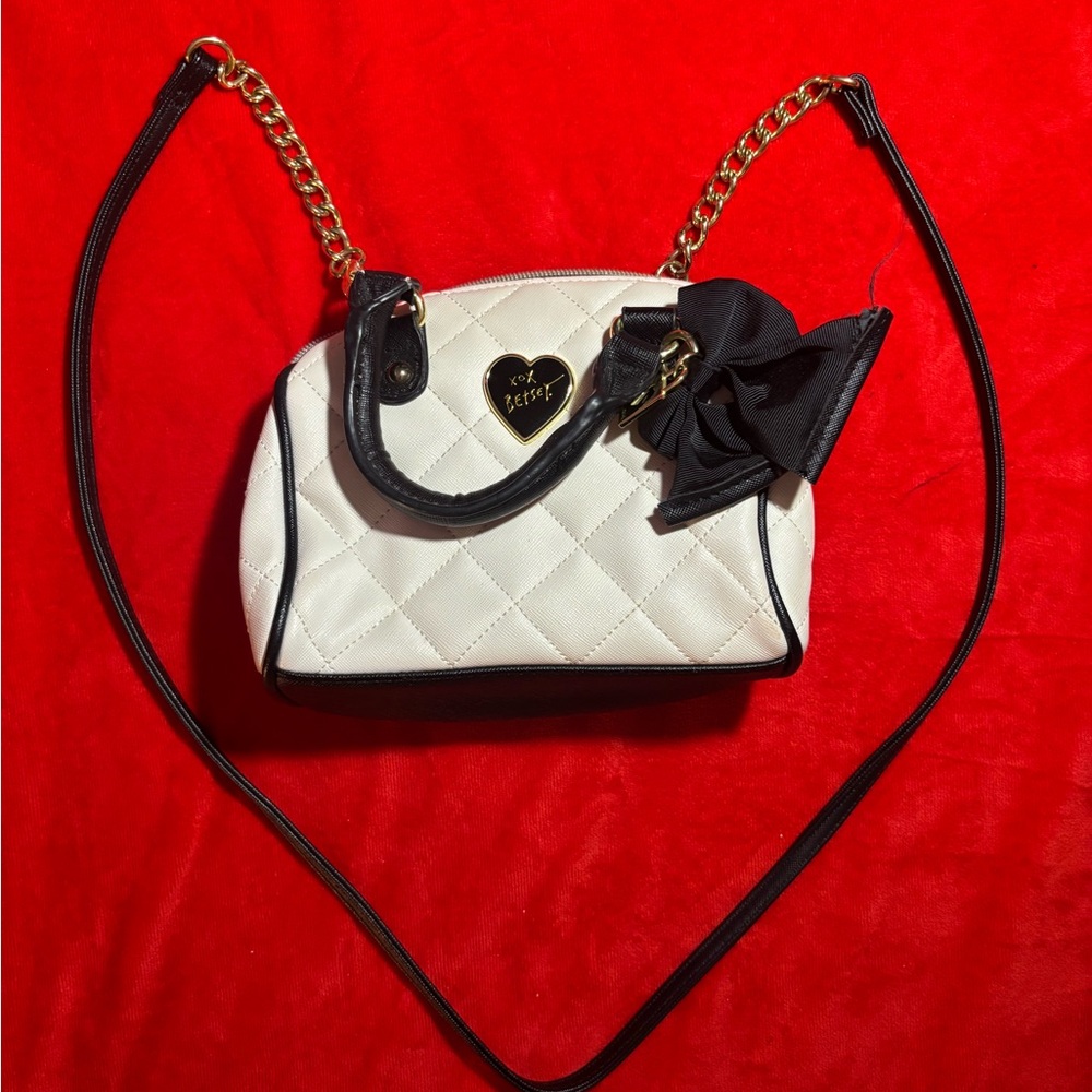 Betsey Johnson Black and White Quilted Mini Bag
